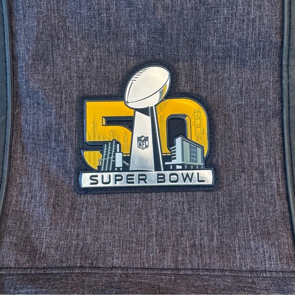 NFL Super Bowl 50 Travel Computer Bag Grey Yellow Denver Broncos Panthers - Picture 2 of 14